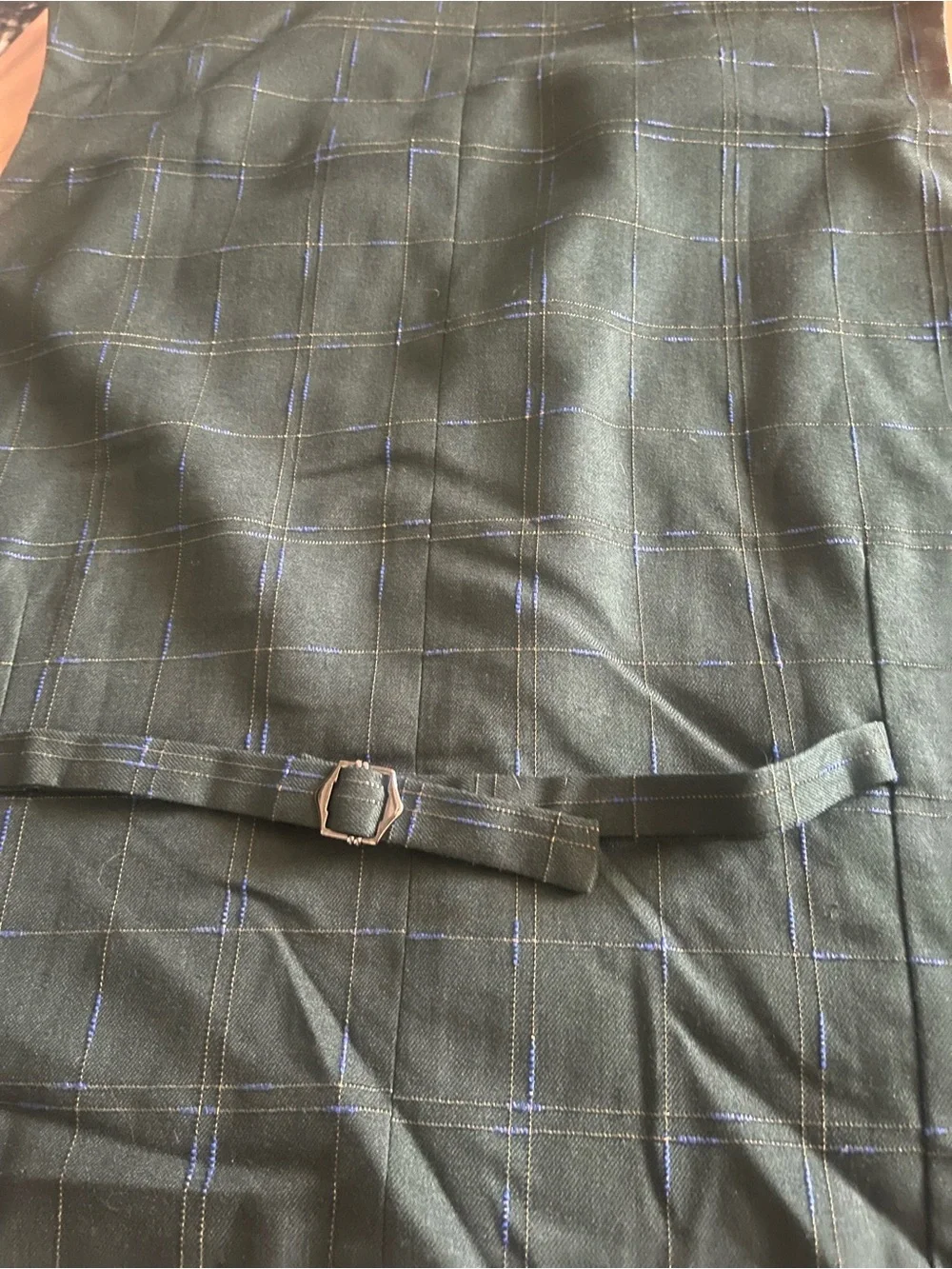 Men's Dark Green Windowpane Dress Vest